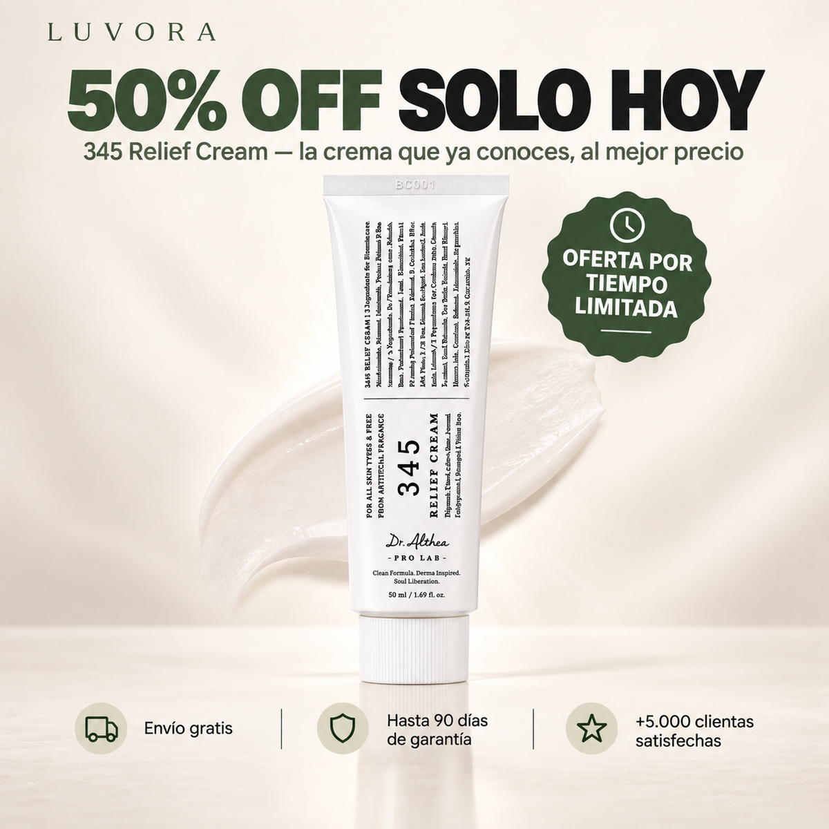 345 Relief Cream ® – Fórmula calmante coreana con Centella Asiática y Ceramidas