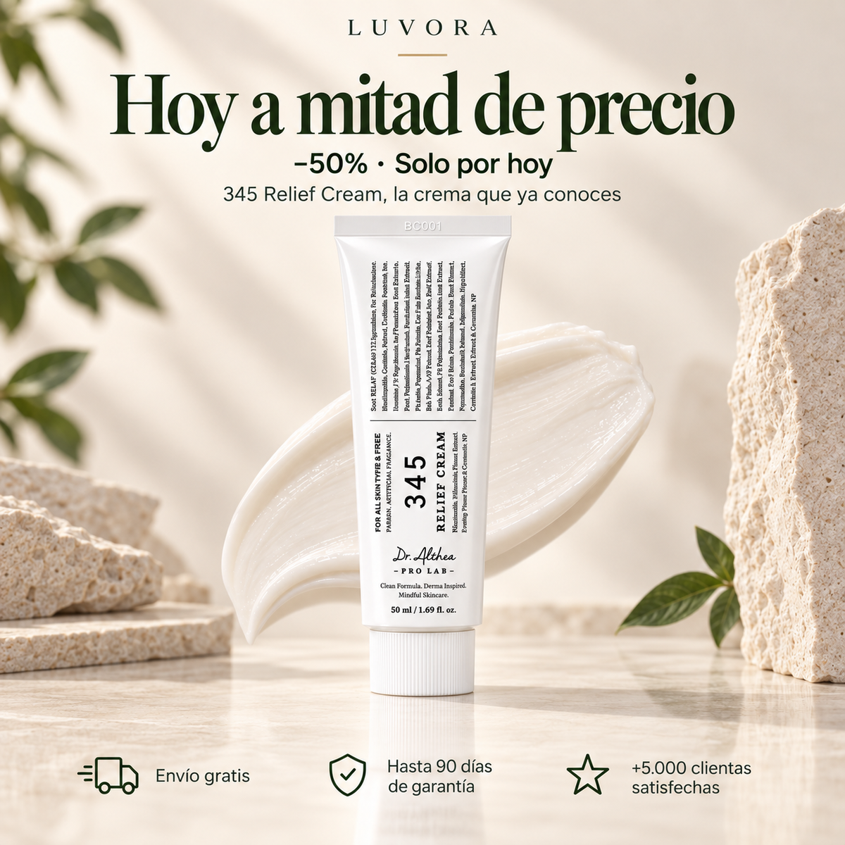 345 Relief Cream ® – Fórmula calmante coreana con Centella Asiática y Ceramidas