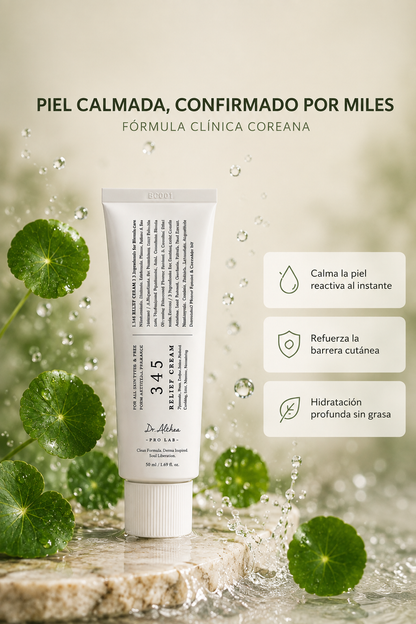 345 Relief Cream ® – Fórmula calmante coreana con Centella Asiática y Ceramidas | Piel sensible